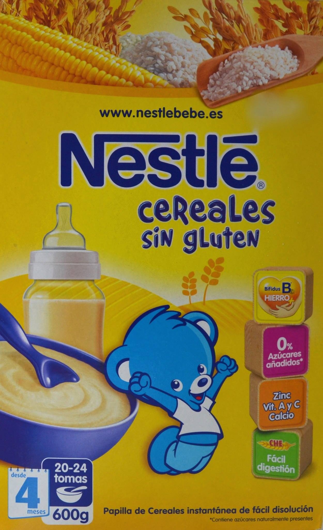 Cereales sin gluten para bebé de 4 meses en adelante