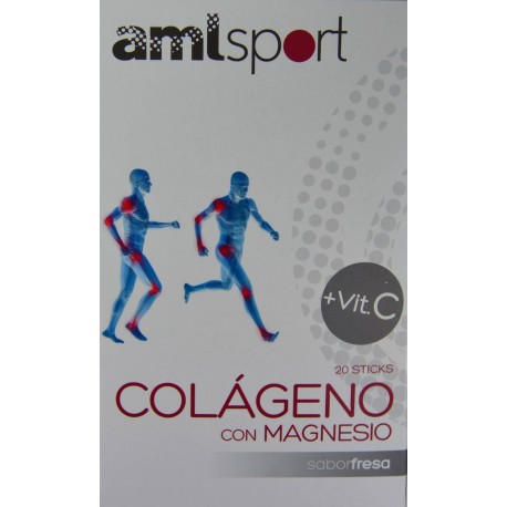 COLÁGENO CON MAGNESIO + VIT C 20 STICKS SABOR FRESA AMLSPORT