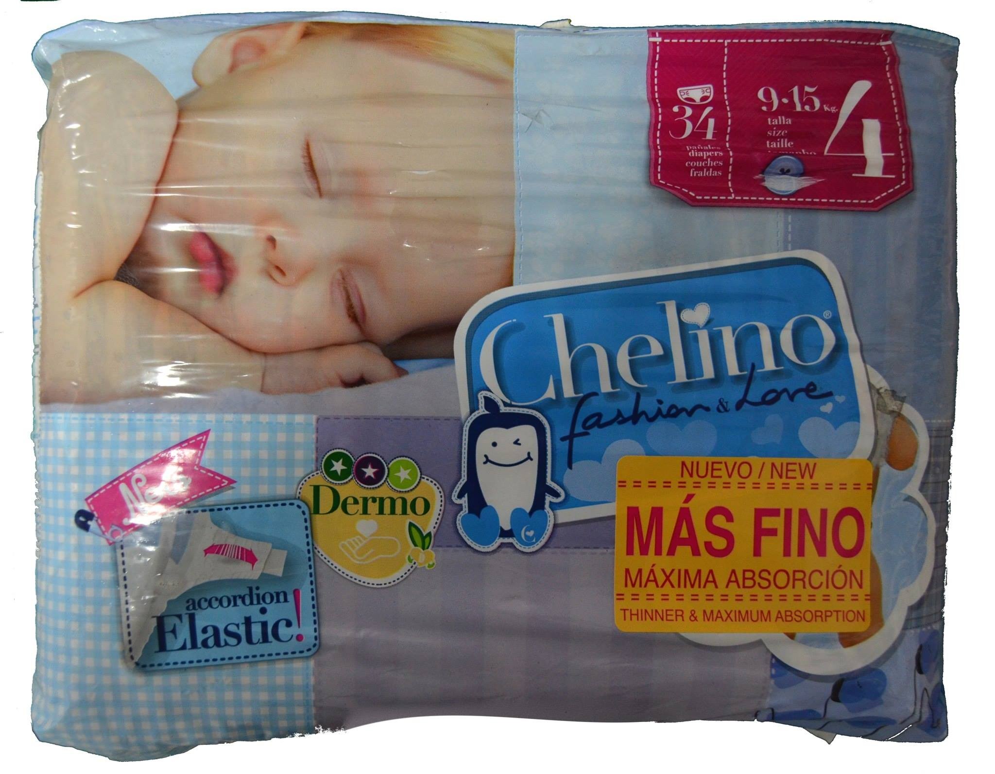 Chelino Pañales infantiles Talla 4 (9-15kg), 34 unidades : : Bebé