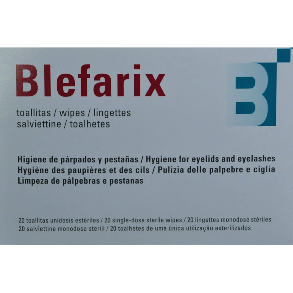 Blefarix 50 Toallitas Unidosis Estériles Higiene Pestañas y Párpado.