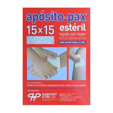 APÓSITO-PAX ESTÉRIL 15 X 15 30 COMPRESAS 