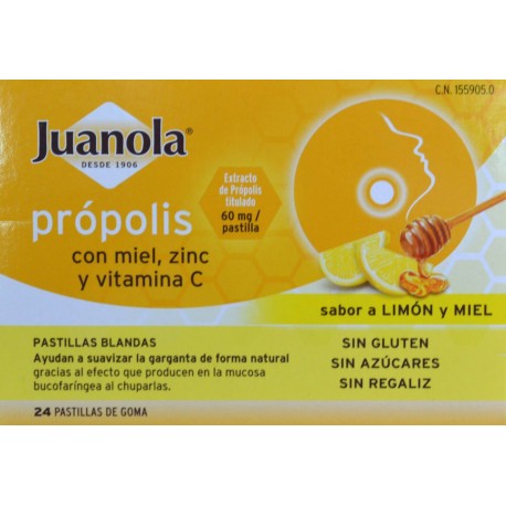 PASTILLAS BLANDAS PRÓPOLIS, MIEL, ZINC Y VITAMINA C JUANOLA 