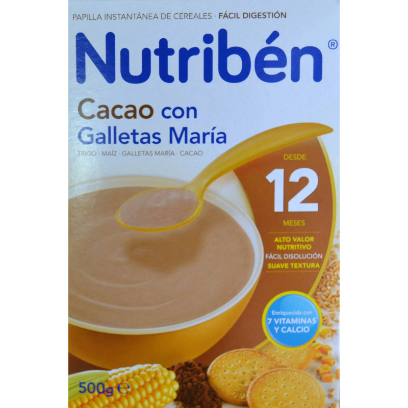 PAPILLA CACAO CON GALLETAS MARÍA 600 G (2 X 300 G) DESDE LOS 12 MESES NUTRIBÉN