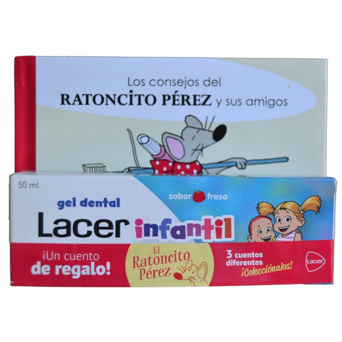 GEL DENTAL SABOR FRESA 50 ML LACER INFANTIL + REGALO CUENTO "LOS CONSEJOS DE RATONCITO PÉREZ Y SUS AMIGOS"