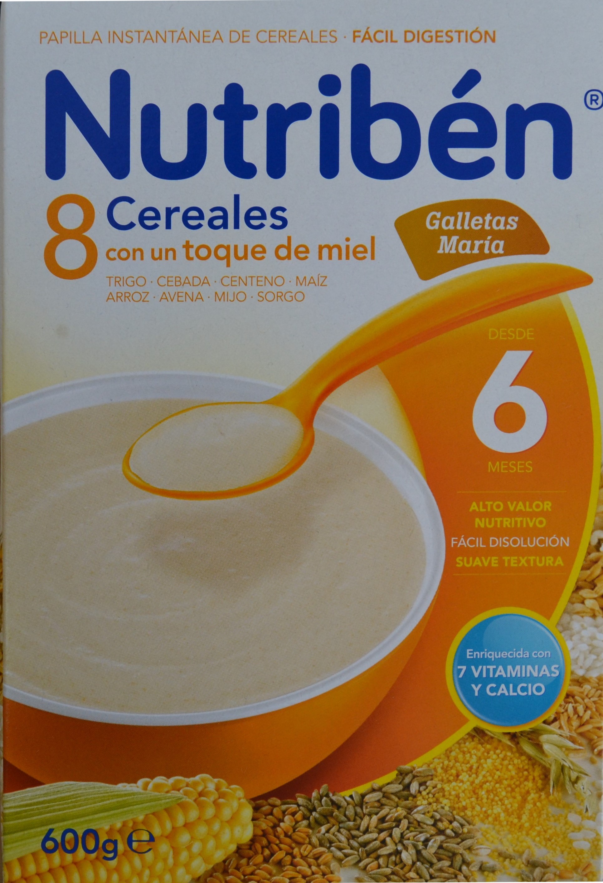 Nutribén Papilla 8 Cereales, Miel y Galletas María +6m 1000 gr Formato  Ahorro