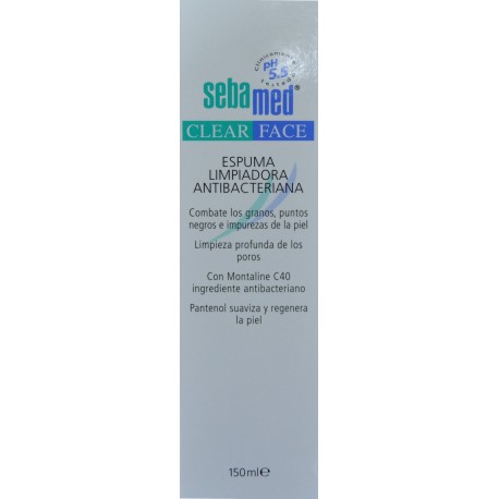 ESPUMA LIMPIADORA ANTIBACTERIANA CLEAR FACE 150 ML SEBAMED