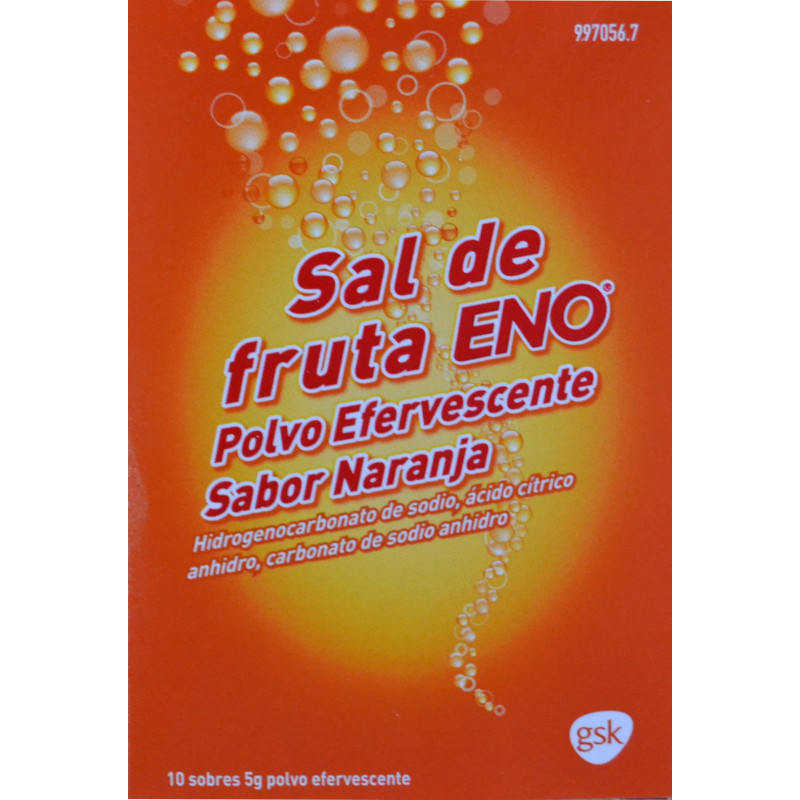 Eno Sal de frutas antiácidas en polvo - sabor naranja - 1 caja (30  bolsitas) - 0.18 oz cada uno