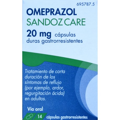 OMEPRAZOL 20 MG 14 CÁPSULAS GASTRORRESISTENTES SANDOZ CARE