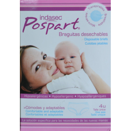 BRAGUITAS DESECHABLES POSPART TALLA UNICA 4 U INDASEC