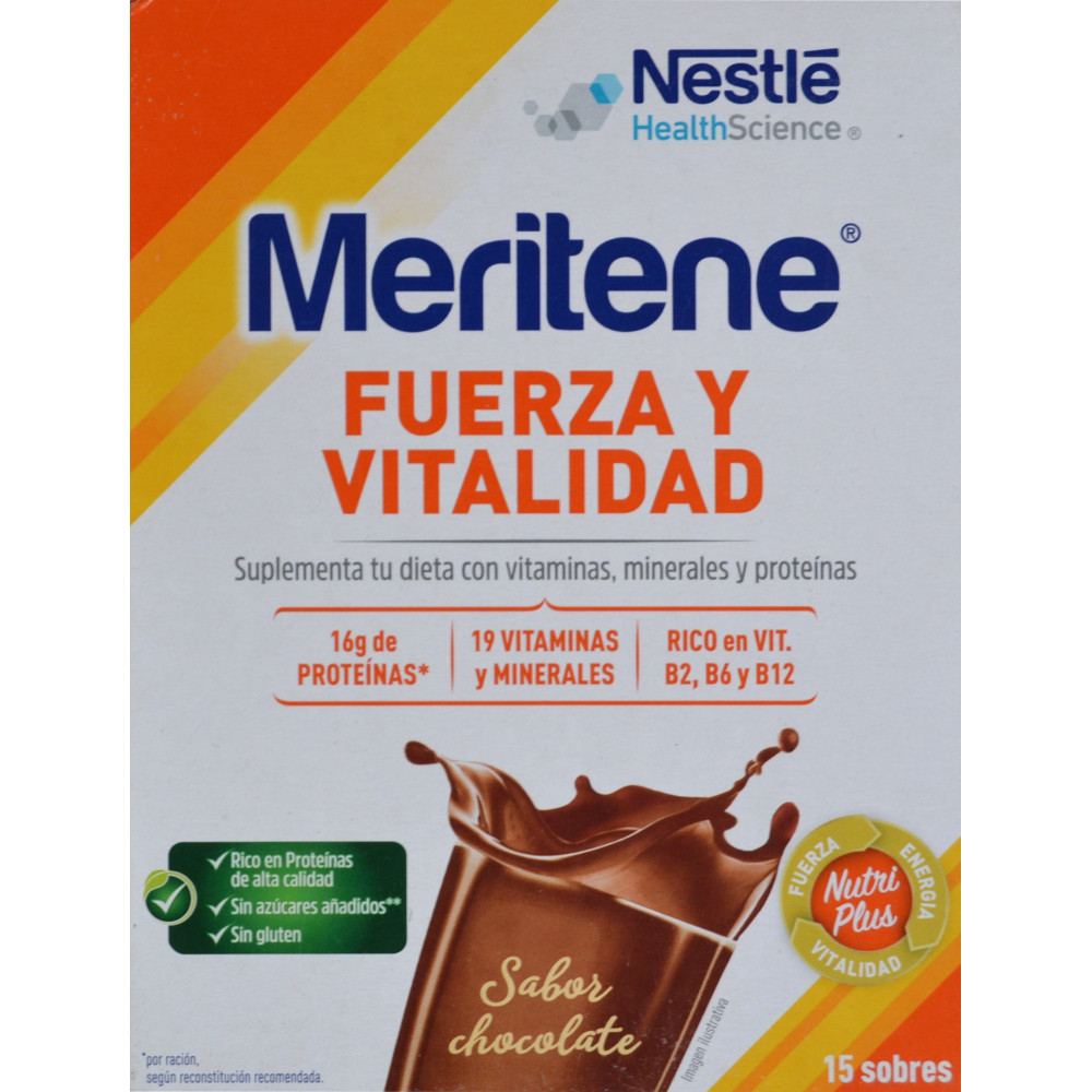 MERITENE FUERZA Y VITALIDAD SABOR CHOCOLATE 30 SOBRES