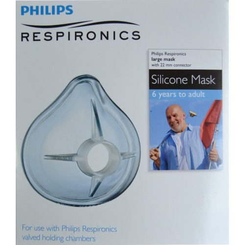 MASCARILLA DE SILICONA GRANDE PARA CÁMARAS DE INHALACIÓN PHILIPS RESPIRONICS 6 AÑOS-ADULTOS