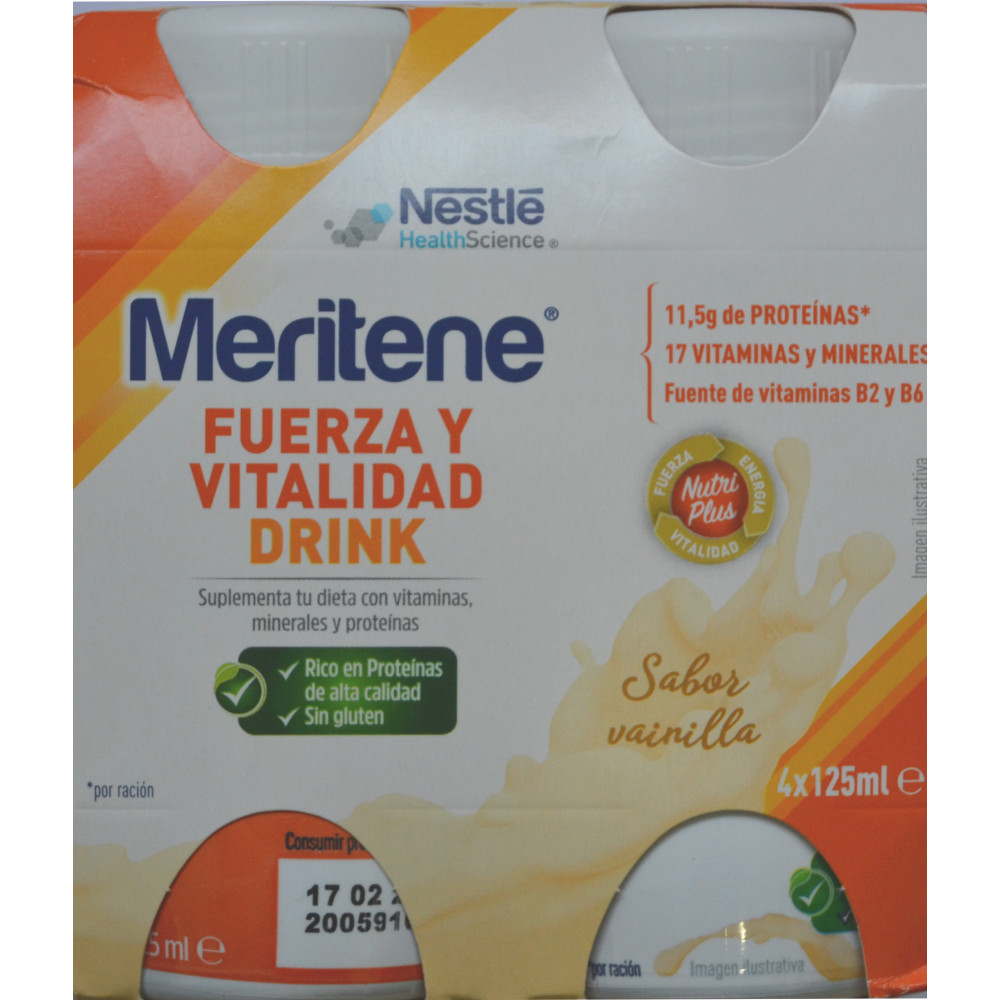 MERITENE FUERZA Y VITALIDAD DRINK VAINILLA 4 X 125 ML NESTLE HEALTH SCIENCE  - Farmacia Anna Riba