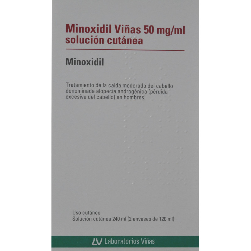 MINOXIDIL VIÑAS 50 MG/ML SOLUCIÓN CUTÁNEA 2 ENVASES DE 120 ML LABORATORIOS VIÑAS