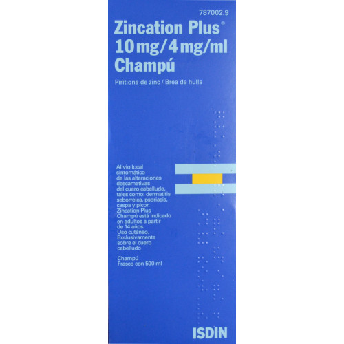 ZINCATION PLUS 10 MG/4MG/ML CHAMPÚ 500 ML ISDIN