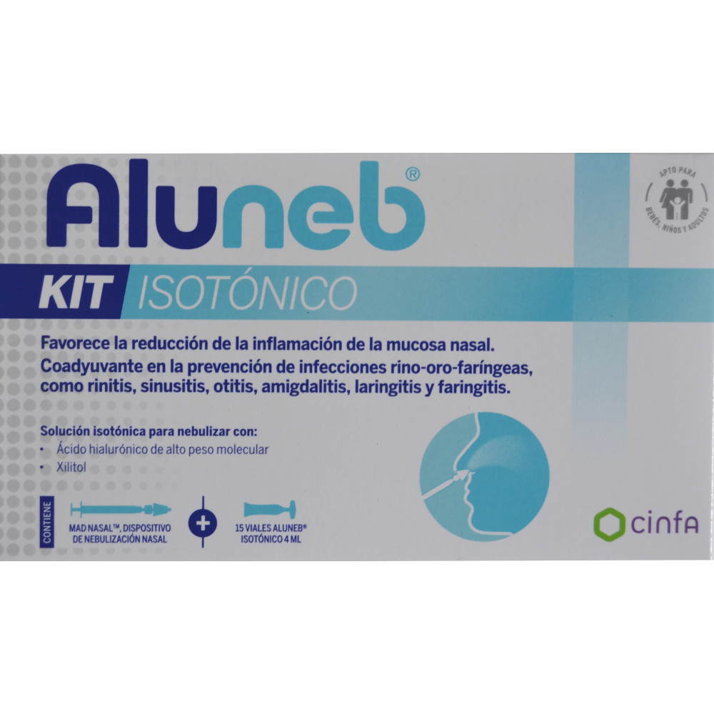 Farmacia Fuentelucha Aluneb Kit Isotónico 15 Viales 4 ml + Dispositivo  Nebulización Nasal