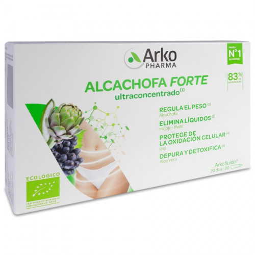 ARKOFLUIDO FORTE ALCACHOFA, HINOJO, MATE Y UVA 20 AMPOLLAS ARKOPHARMA 