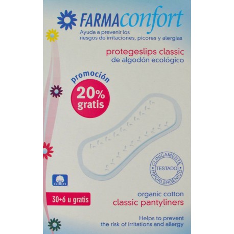 PROTEGESLIPS CLASSIC DE ALGODÓN ECOLÓGICO 30 + 6 U GRATIS FARMACONFORT