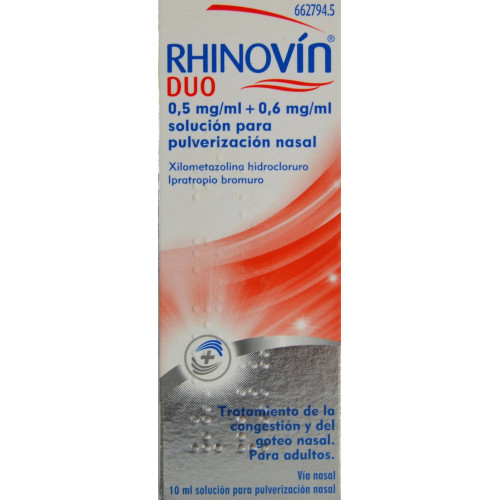 RHINOVÍN DUO 0,5 MG/ML + 0,6 MG/ML SOLUCIÓN PARA PULVERIZACIÓN NASAL