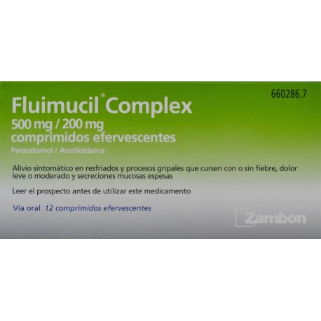 FLUIMUCIL COMPLEX 500 MG/200 MG 12 COMPRIMIDOS EFERVESCENTES ZAMBON