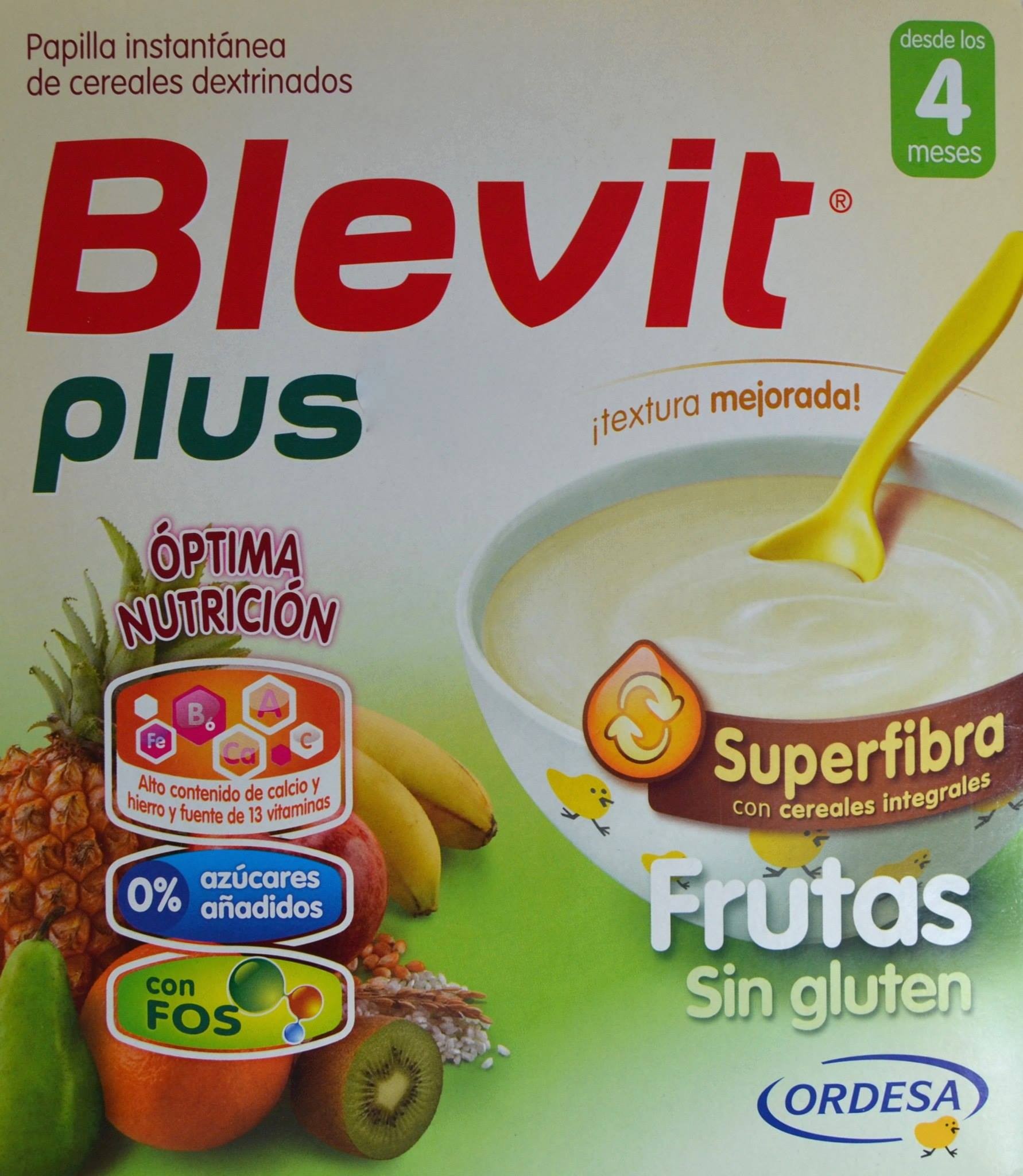 BLEVIT PLUS FRUTAS SIN GLUTEN DESDE LOS 4 MESES (2 X 300 G) ORDESA -  Farmacia Anna Riba