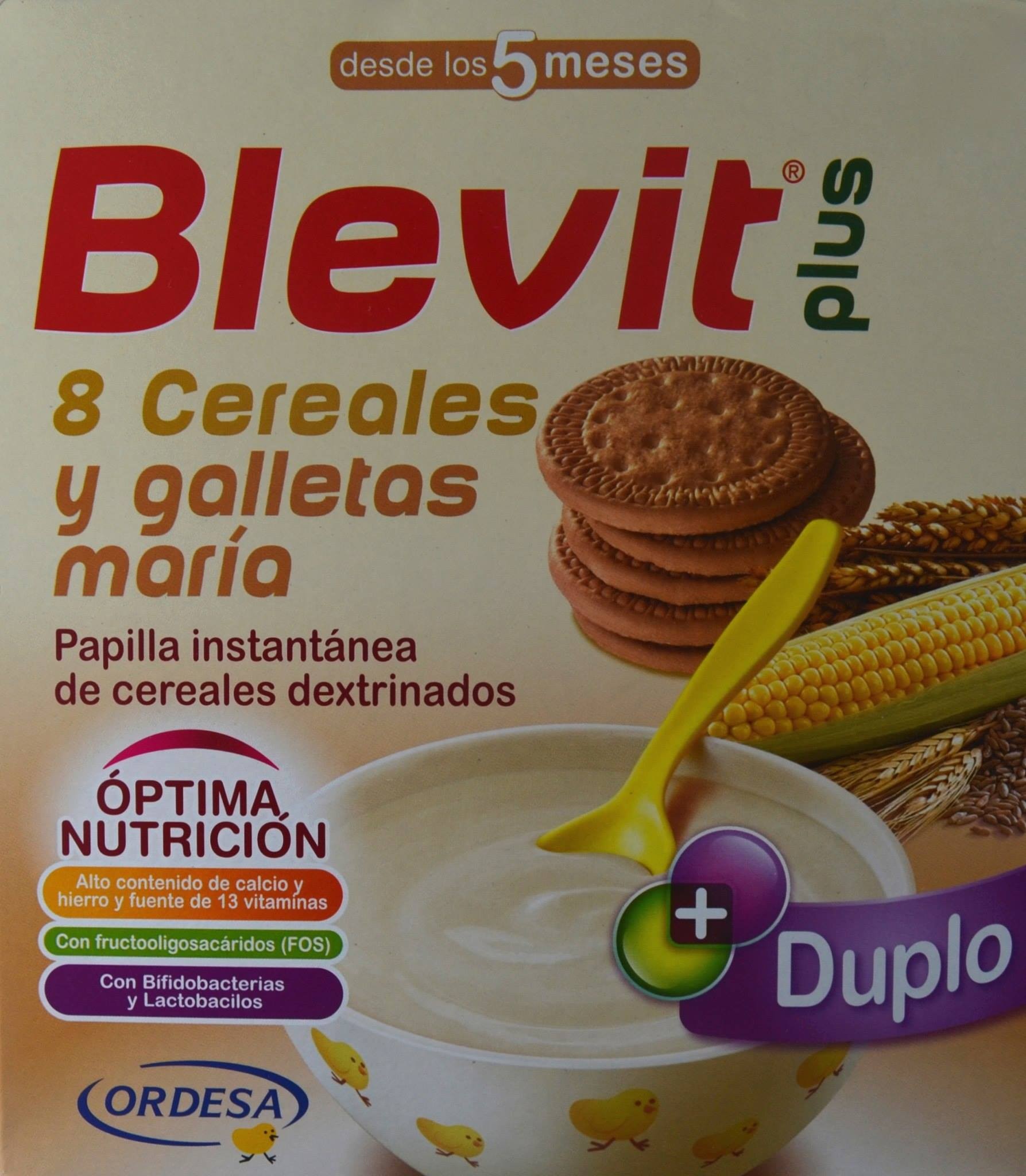 BLEVIT PLUS 8 CEREALES Y GALLETAS MARÍA DESDE LOS 5 MESES (2 X 300 G)  ORDESA - Farmacia Anna Riba